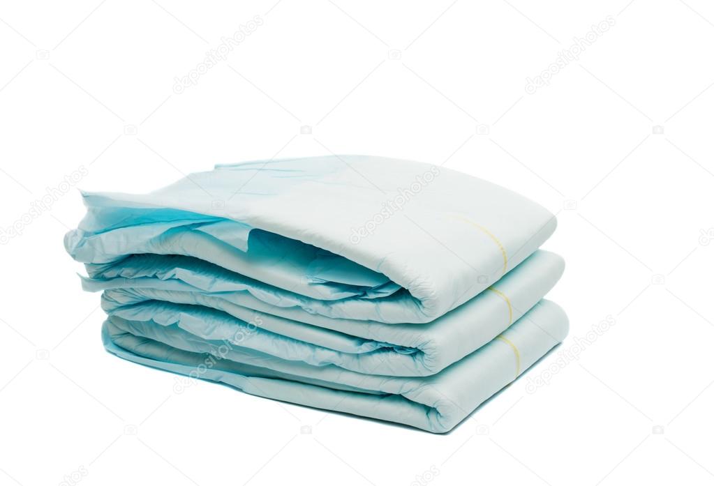 Diapers stacked in a piles