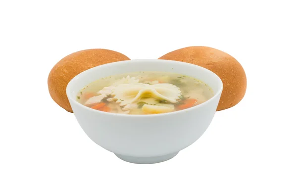 Sup ayam dengan roti — Stok Foto