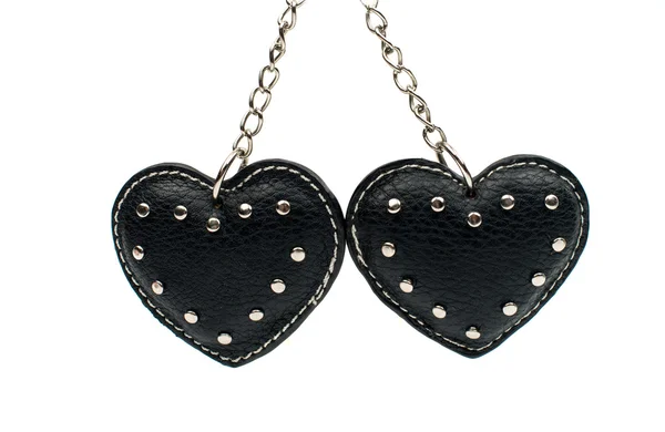 Keychain black hearts — Stock Photo, Image