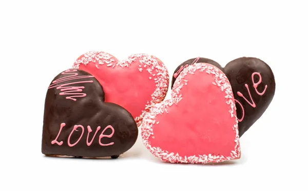 Deliciosos biscoitos corações — Fotografia de Stock