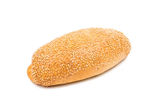 Tasty fresh bun with sesame seeds isolated — ストック写真