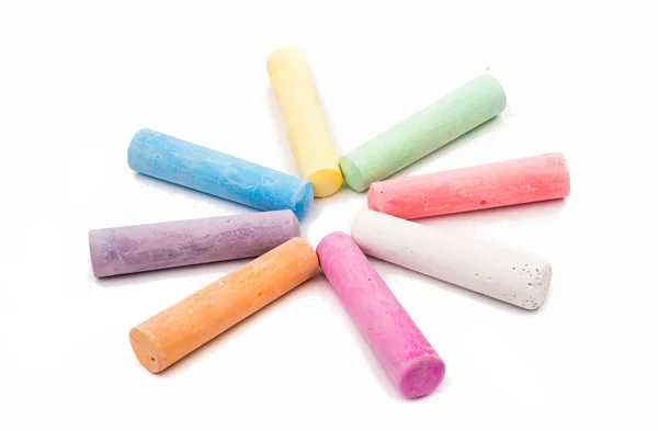 Chalks in a variety of colors arranged — Stock Photo, Image