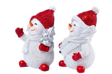 Beyaz arka plan üzerinde izole funny snowman