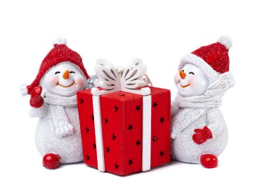 Beyaz arka plan üzerinde izole funny snowman