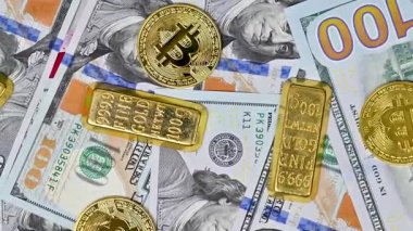 Altın külçeli yüz dolarlık banknotların videosu