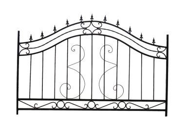 Beyaz arkaplanda metal çit izole edildi