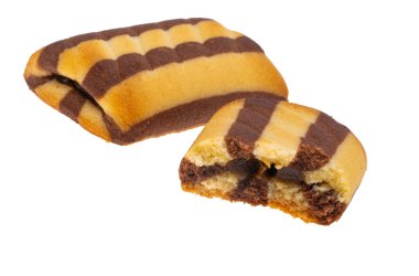 beyaz arkaplanda izole edilmiş çizgili kurabiyeler