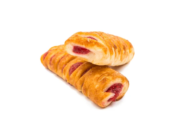 Puff pastry filled with jam isolated. — Stock Photo, Image