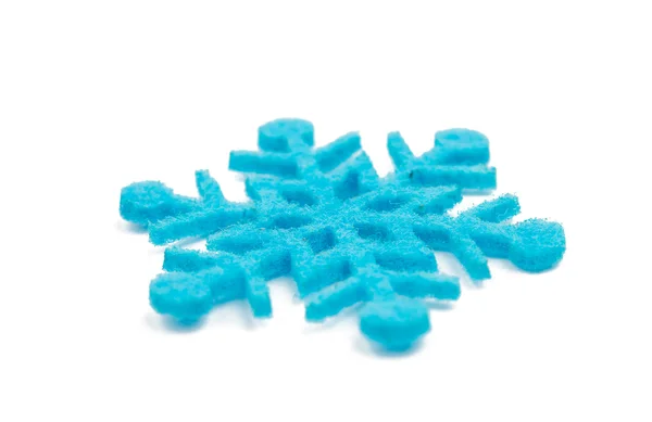 Floco de neve azul feito de feltro — Fotografia de Stock