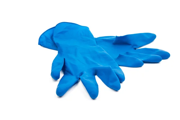 Gants en caoutchouc bleu — Photo