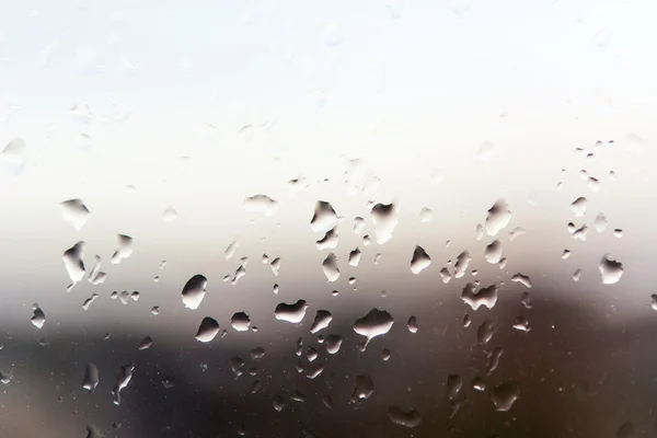 Drops of rain on the train window