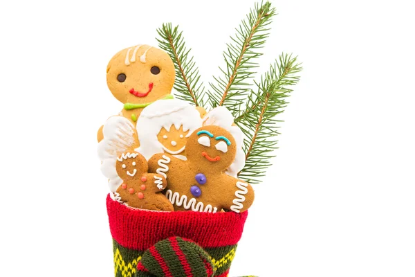 Kerst Sokken met Gingerbread man — Stockfoto