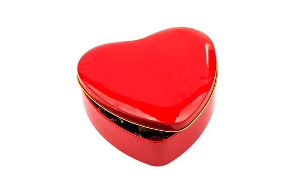 Gift box red heart — Stock Photo, Image