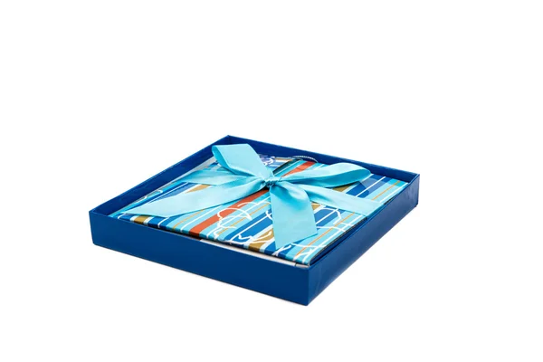 Blue gift box \ — Stockfoto