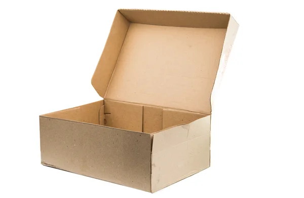 Caixa de papelão aberta isolada — Fotografia de Stock