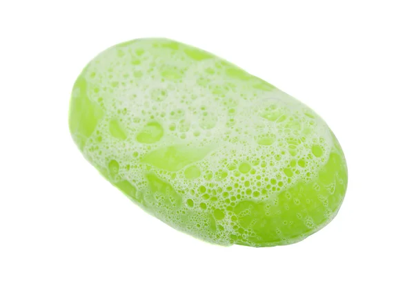 Green soap with foam — Stock Photo, Image