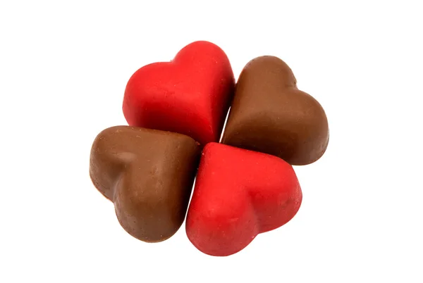 Chocolade snoep harten rood — Stockfoto