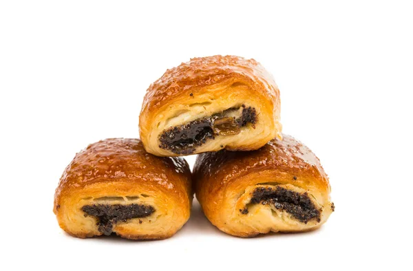 Strudel met maanzaad geïsoleerd — Stockfoto