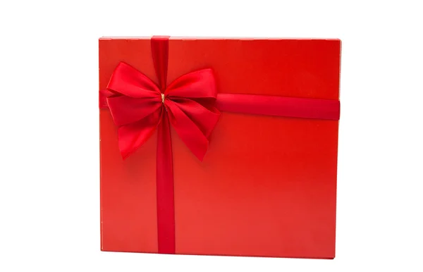 Röd box med en rosett isolerade — Stockfoto
