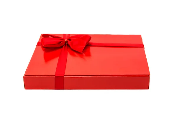 Red box with a bow isolated — Stock Photo, Image