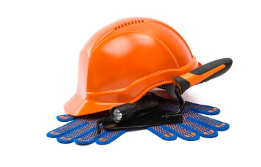 Çelik mala ve eldiven inşaat kask 