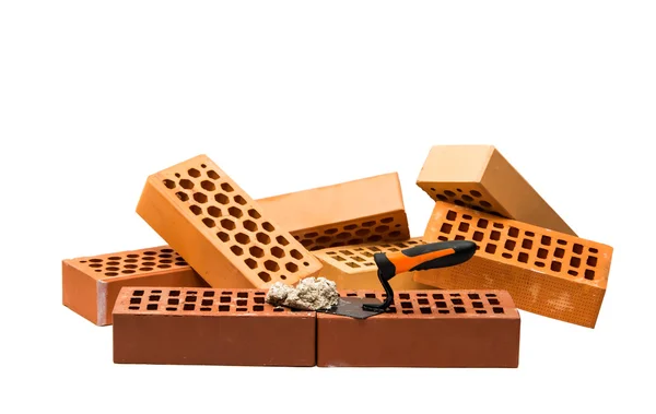 Bricks with construction accessories — Stock Photo, Image