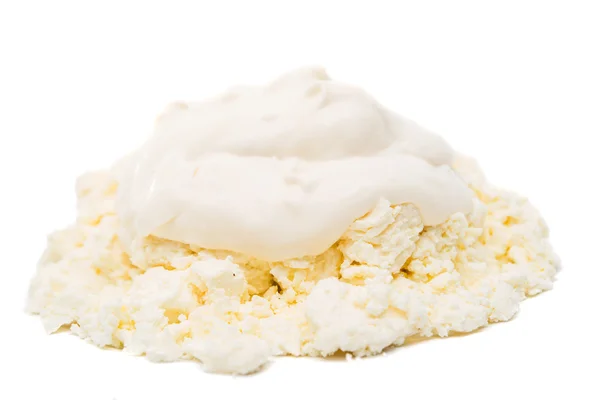 Cottage cheese with sour cream — Stock Photo, Image