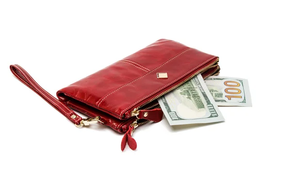 Bolsa de mulher vermelha (carteira) isolada — Fotografia de Stock