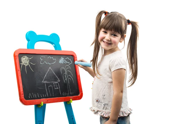 Niña dibujando una tiza —  Fotos de Stock