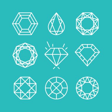 Vector set of line diamond icons and signs