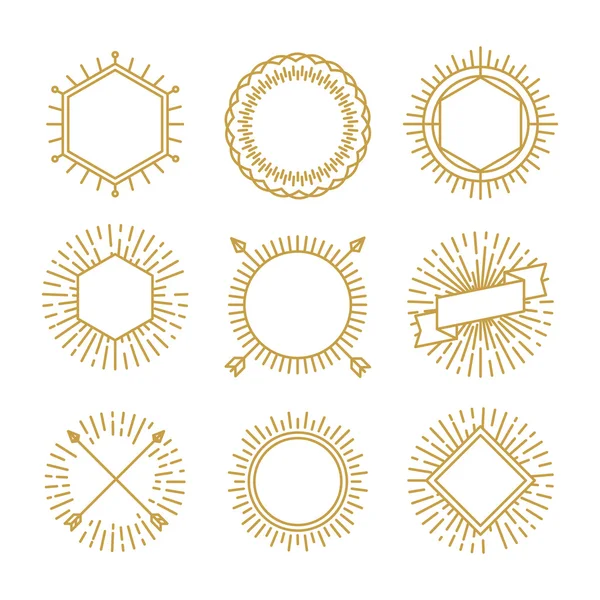 Vector set of outline emblems and badges — Stock Illustration Vector set of outline emblems and badges Royalty Free Stock Illustrations