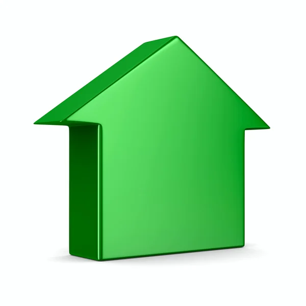 Casa verde su sfondo bianco. Immagine 3D isolata — Foto Stock