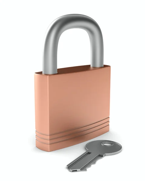 Steel closed lock on white background. Isolated 3D image — Stock Photo, Image