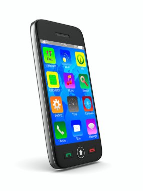 beyaz zemin üzerinde telefon. izole 3d görüntü
