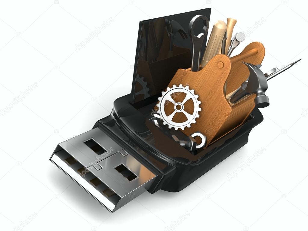 Rescue usb flash drive on white background. Isolated 3D Stock Photo by ©ISergey 102908864