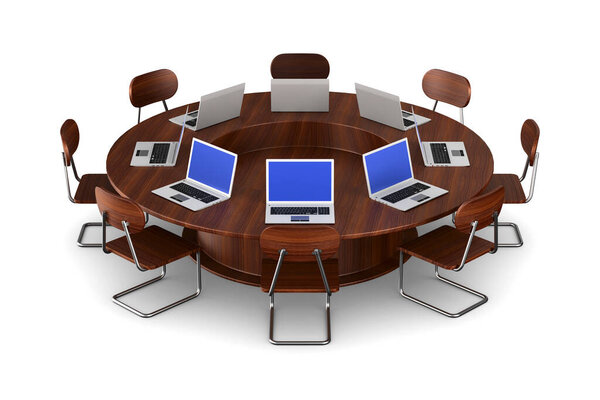 conference table on white background. Isolated 3D illustration