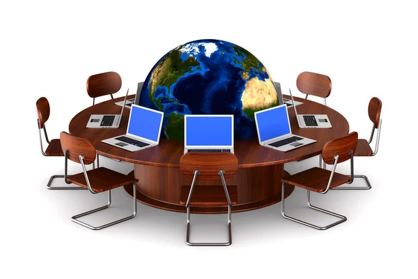 Conference Table White Background Isolated Illustration — Stock Photo, Image