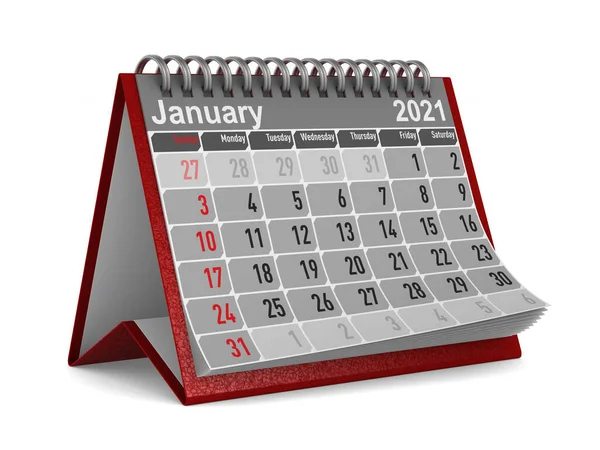 2021 Kalender För Januari Isolerad Illustration — Stockfoto