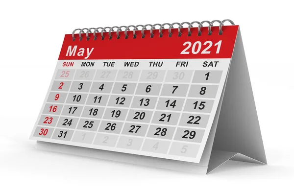 2021 Yılı Mayıs Takvimi Zole Edilmiş Boyutlu Illüstrasyon — Stok fotoğraf