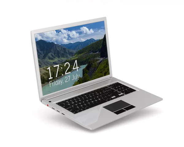 Laptop Witte Achtergrond Geïsoleerde Illustratie — Stockfoto