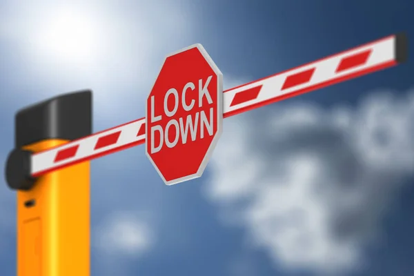 Closed Automatic Barrier Sign Lockdown Sky Background Illustration — Stock Photo, Image