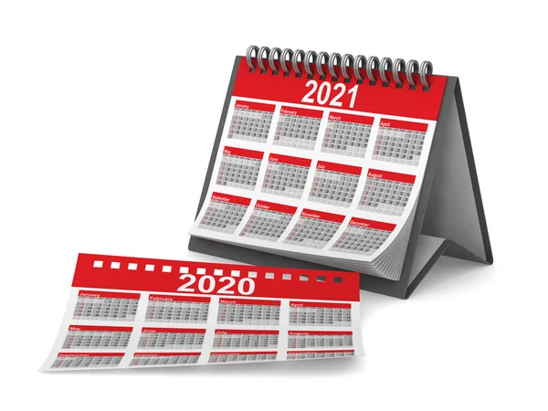 Jahreskalender 2021 Auf Weißem Hintergrund Isolierte Illustration — Stockfoto