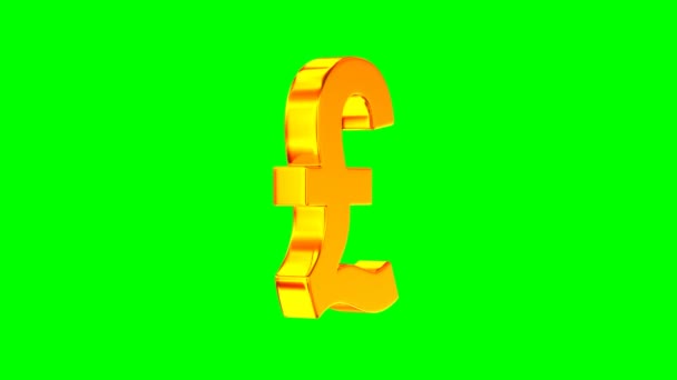 Symbol British Pound Green Background Isolated Illustration — Stock Video