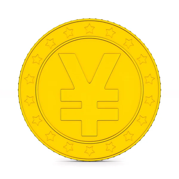 Érme Szimbólummal Yen Fehér Háttér Izolált Illusztráció — Stock Fotó