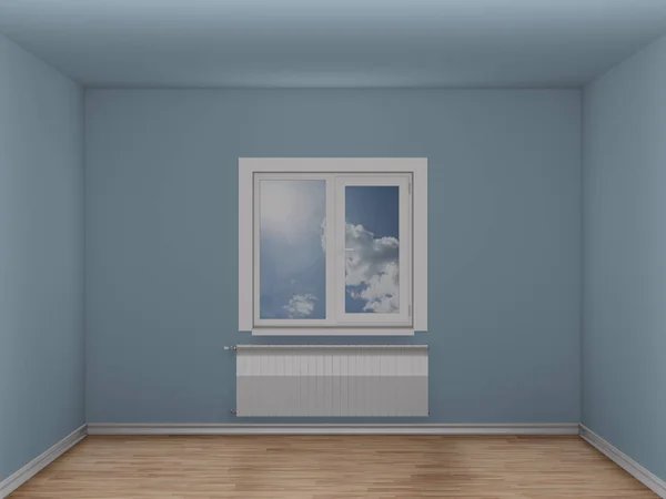 Chambre Vide Avec Fenêtre Radiateur Chauffage Illustration — Photo