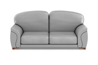 gray sofa on white background. Isolated 3D illustration clipart