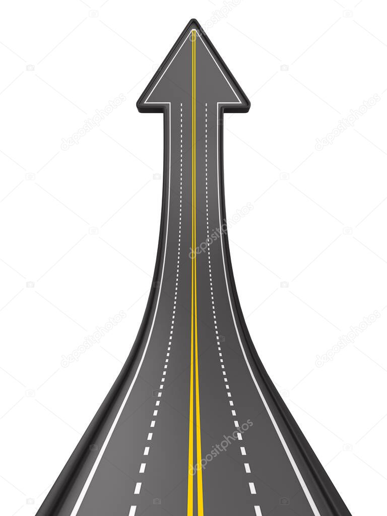 direction of road on white background. Isolated 3D illustration