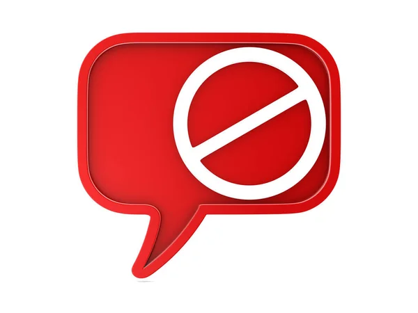 红色泡沫说话 禁止在白色背景上签名 孤立的3D插图 — 图库照片