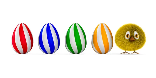 Gallina Peluda Huevos Sobre Fondo Blanco Ilustración Aislada — Foto de Stock