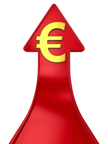 Euro Sign Red Arrow White Background Isolated Illustration — Stock Photo, Image